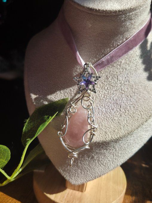 Amulette Morganite - Béryl rose -Amour, Paix Intérieure