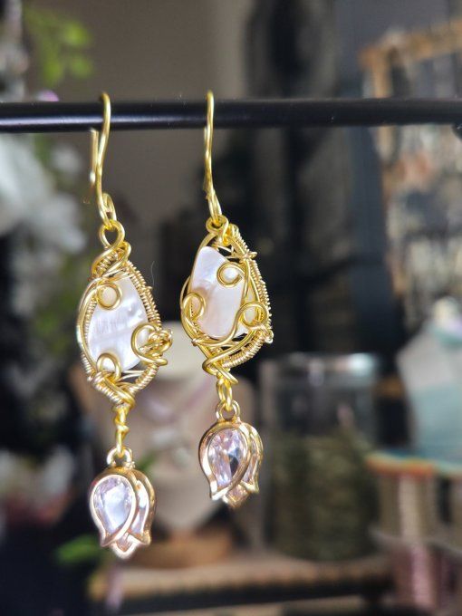 Boucles d'oreille Nacre Blanche 