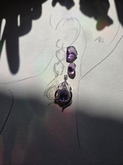 Boucles d’oreille amethyste Or facette. - Copie