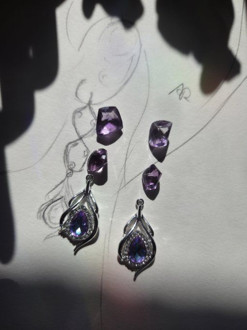 Boucles d’oreille amethyste Or facette. - Copie