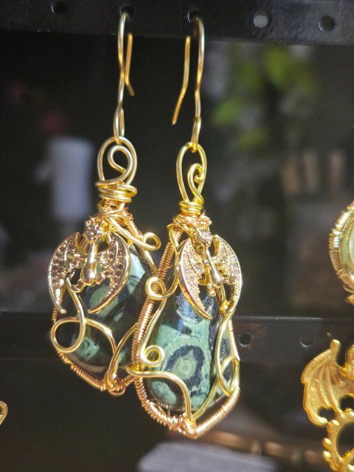 Boucle jaspe kambaba lune d'or 