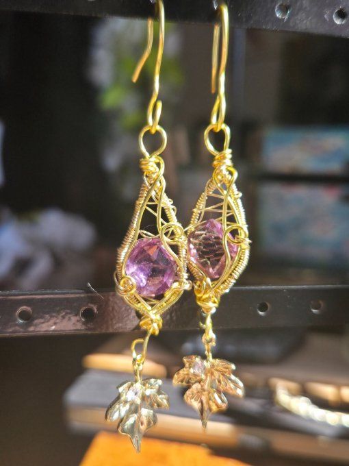 Boucles d’oreille amethyste Or facette.
