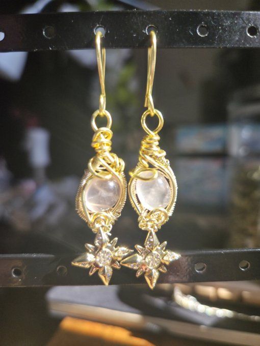 Boucle d'oreille - Quartz rose ,amour et douceur 