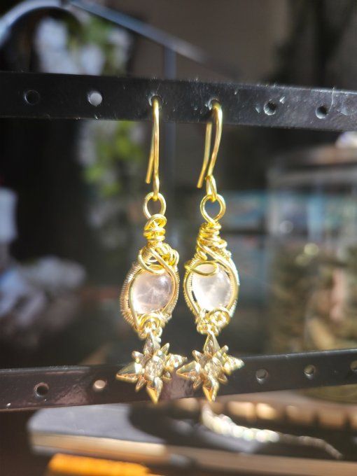 Boucle d'oreille - Quartz rose ,amour et douceur 