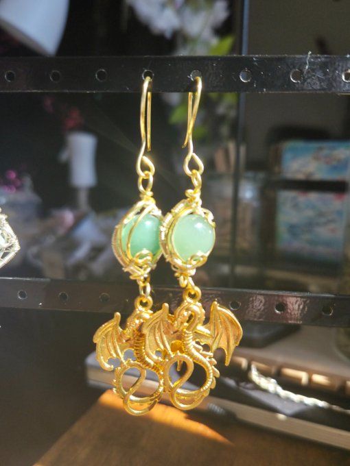 Boucle d’oreille Aventurine Verte 