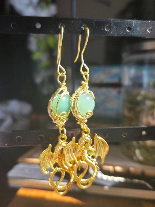 Boucle d’oreille Aventurine Verte 