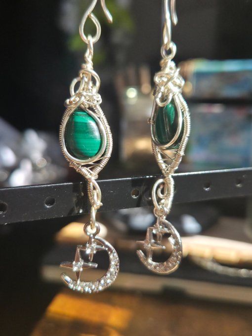 Boucle d'oreille Malachite –✨ Harmonie et Protection du Cœur 