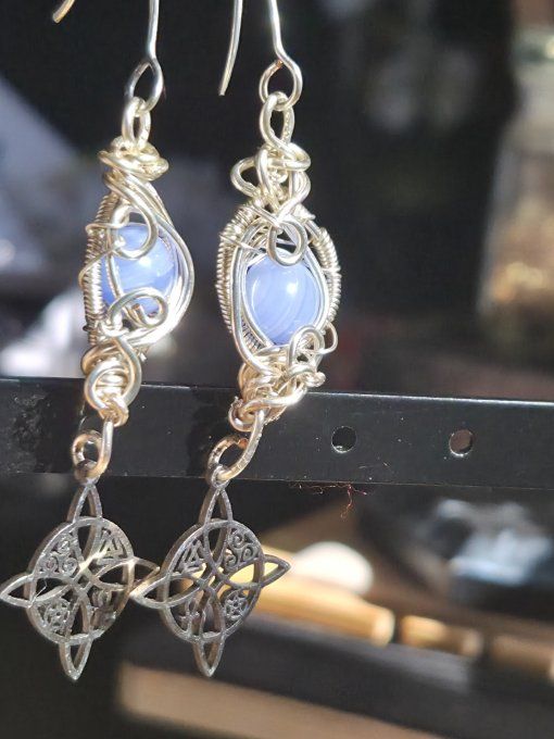 Boucle Agate Blue Lace - Oeil d'Horus 