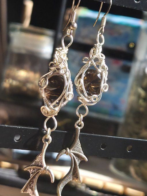 Boucles D’Oreilles Quartz Fumé  -Clarté, Équilibre & Libération