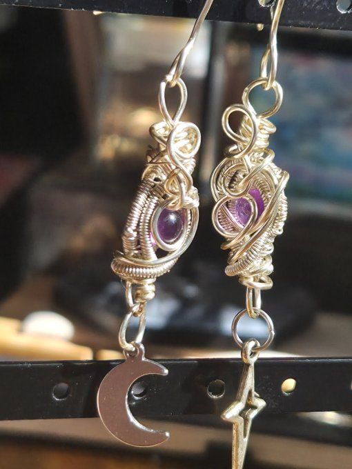  Boucles d’oreille Améthyste -serenité et Apaisement 