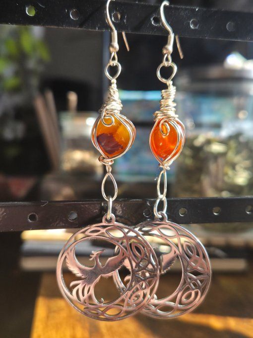 Cornaline✨ - boucles d'oreilles Phénix 