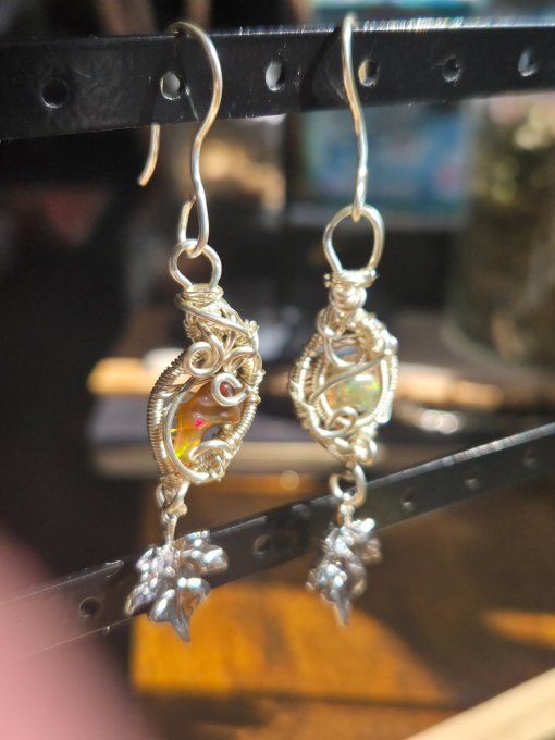 Boucle d'oreille Opale de feu 