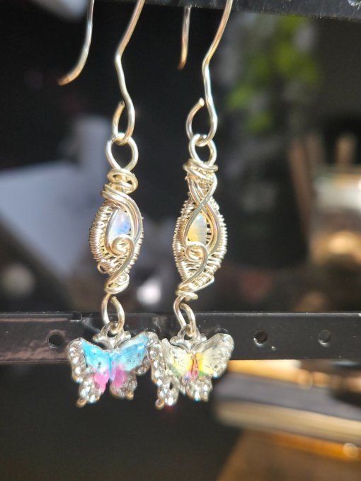 Boucle d'oreille Opale blanche éthiopienne 