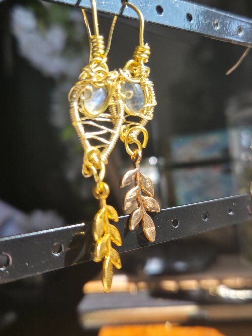 Pierre de lune ✨ Péristerite ✨ Boucle d'oreille.