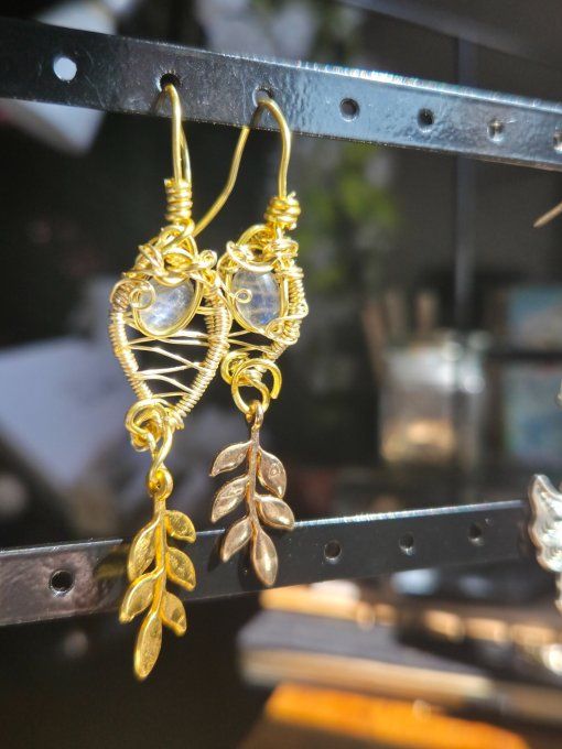 Pierre de lune ✨ Péristerite ✨ Boucle d'oreille. 