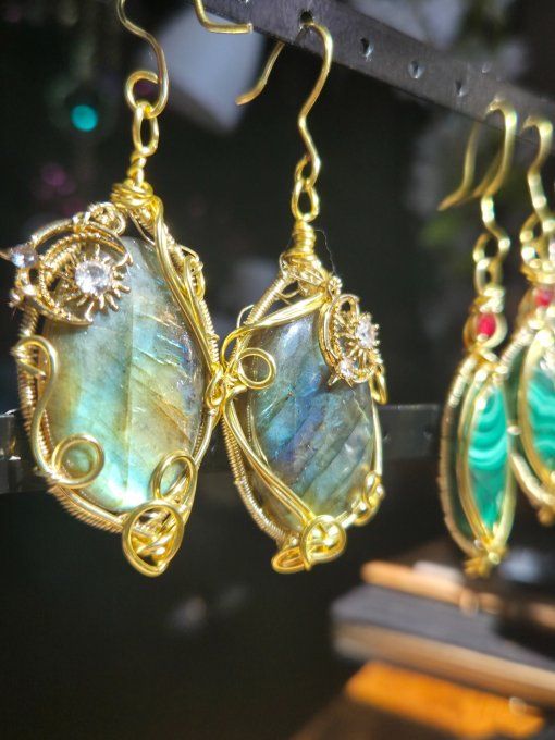 Boucles D’Oreille labradorite Lune 
