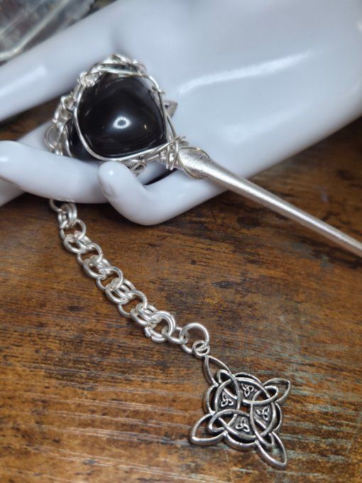 Pic chignon Celtique Obsidienne Oeil celeste