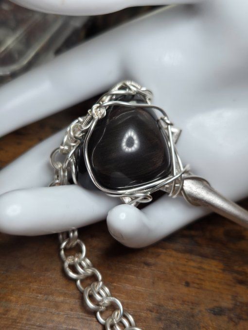 Pic chignon Celtique Obsidienne Oeil celeste