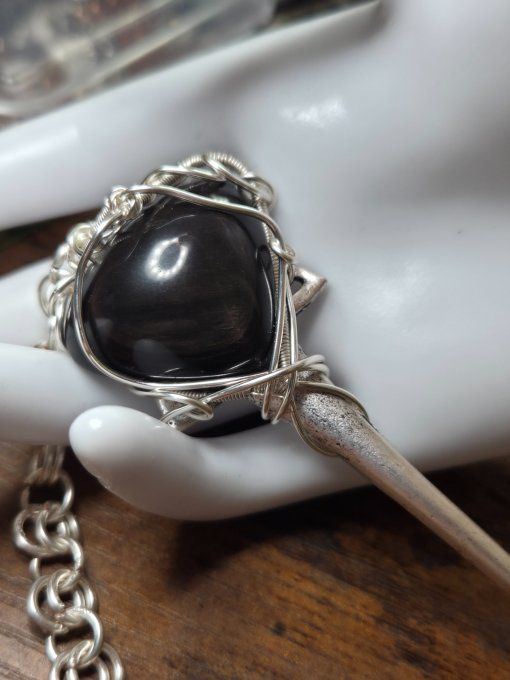 Pic chignon Celtique Obsidienne Oeil celeste