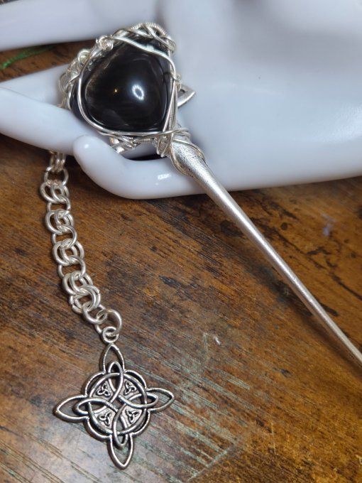 Pic chignon Celtique Obsidienne Oeil celeste