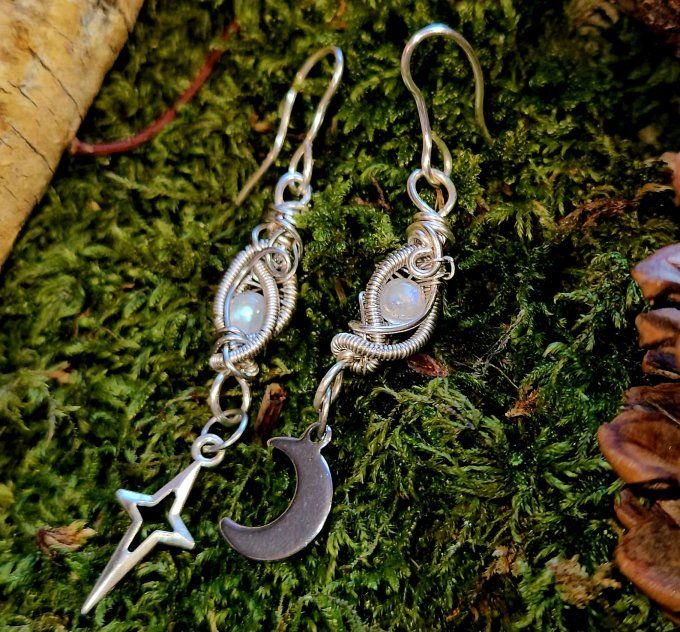 Pierre de lune ✨ Péristerite ✨ Boucle d'oreille. 