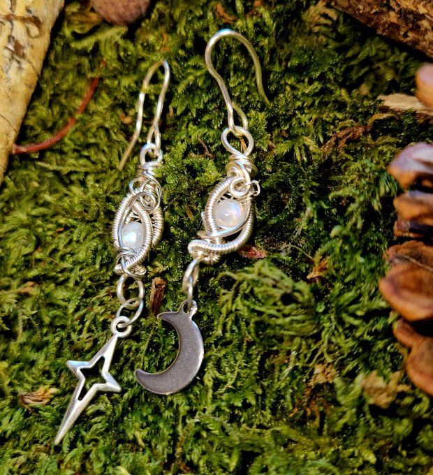 Pierre de lune ✨ Péristerite ✨ Boucle d'oreille. 