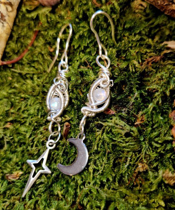 Pierre de lune ✨ Péristerite ✨ Boucle d'oreille. 