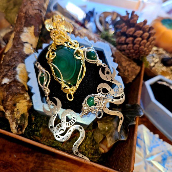 Coffret Parure - Malachite .