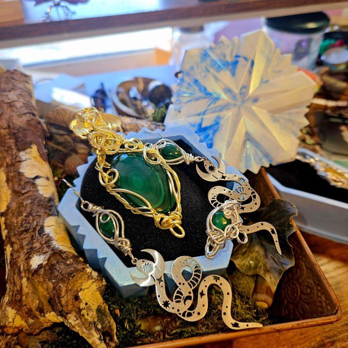 Coffret Parure - Malachite .