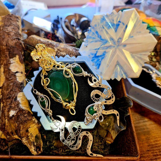 Coffret Parure - Malachite .