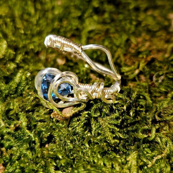 bague zircon bleu-ajustable