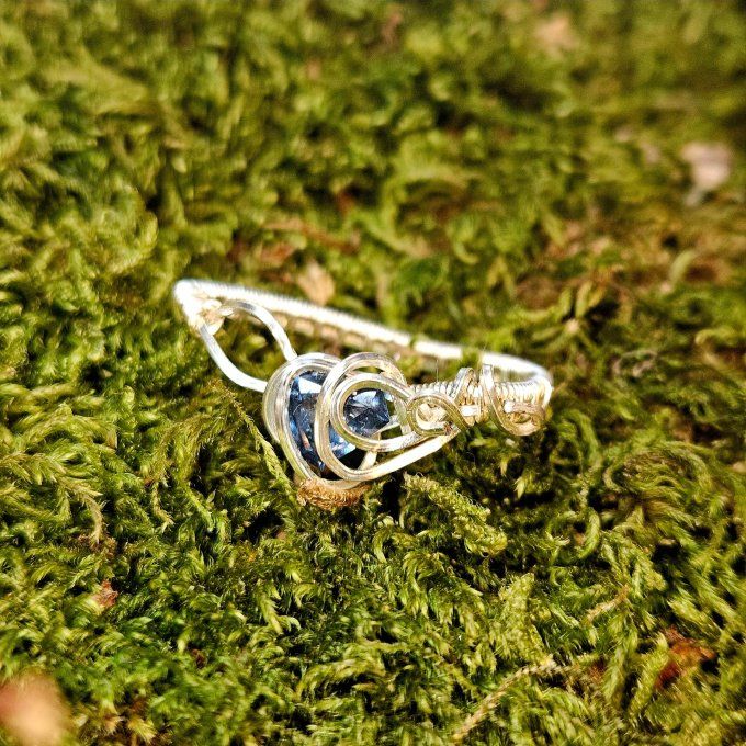 bague zircon bleu-ajustable