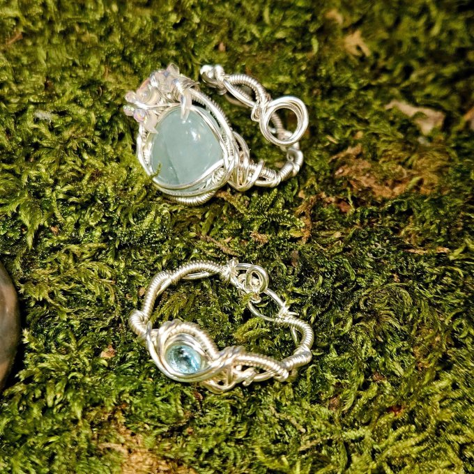 Bague ✨aigue marine  ✨ - serpentine ajustable 