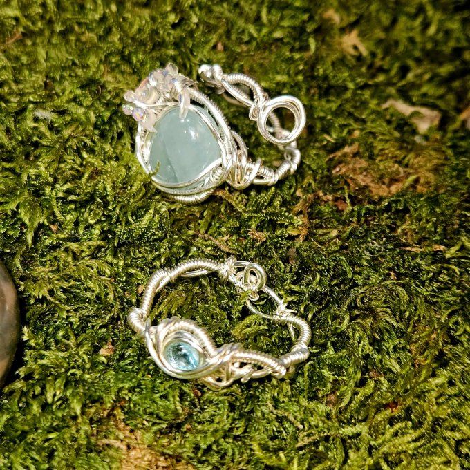 Bague Courrone ✨aigue marine  ✨ - ajustable 48-60
