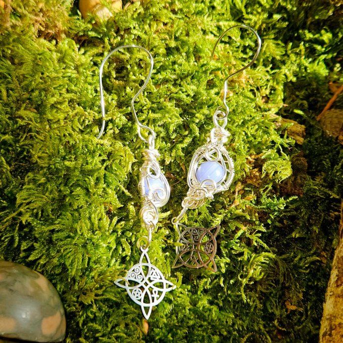 Boucle Agate Blue Lace - Oeil d'Horus 