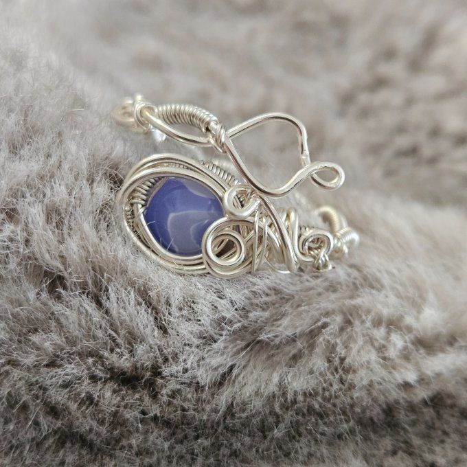 Bague Agate Blue lace-Oeil d'Horus 