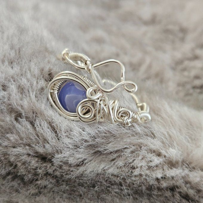Bague Agate Blue lace-Oeil d'Horus 