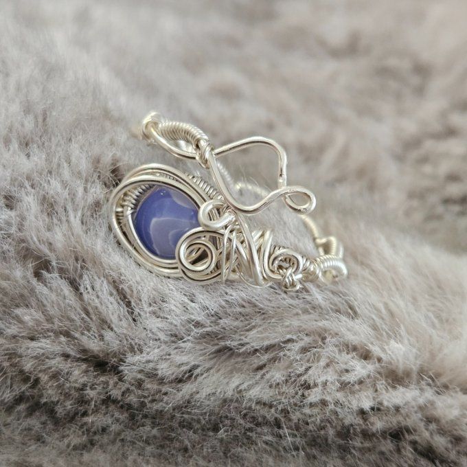 Bague Agate Blue lace-Oeil d'Horus 