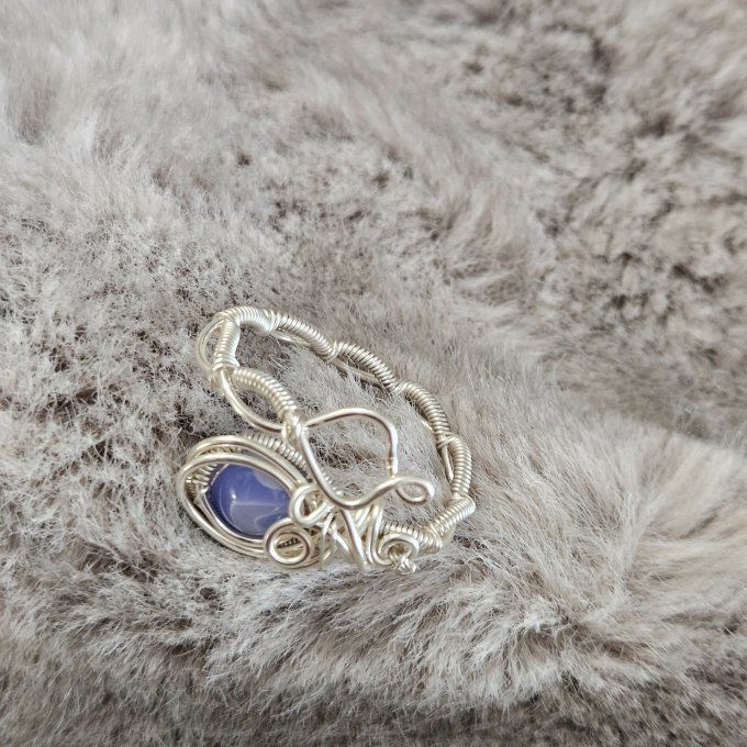 Bague Agate Blue lace-Oeil d'Horus 