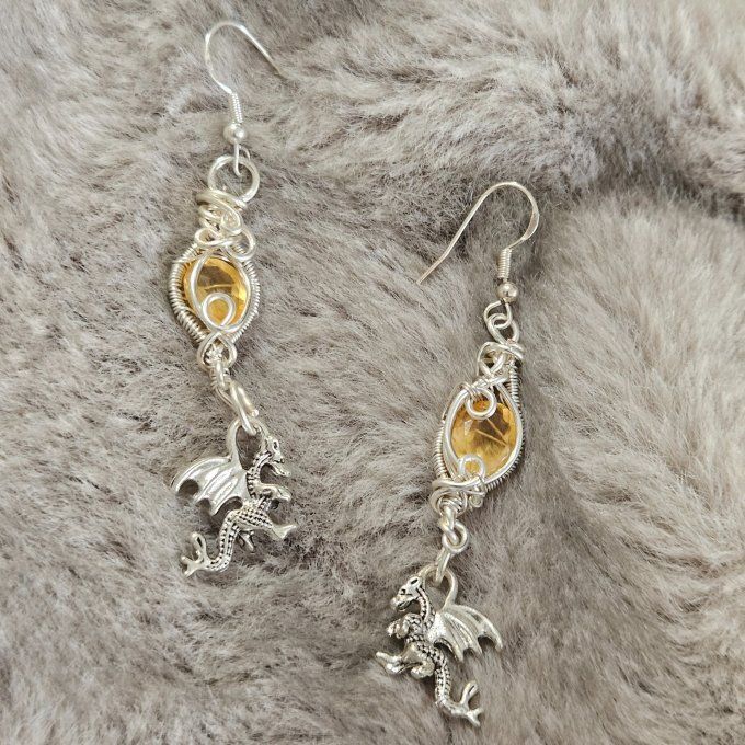 Boucle d'oreilles Citrine -Automne éternelle 