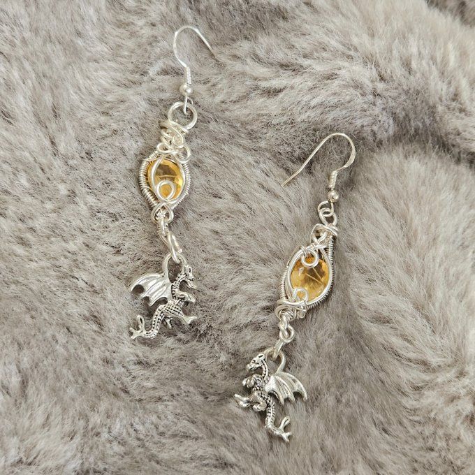 Boucle d'oreilles Citrine -Automne éternelle 