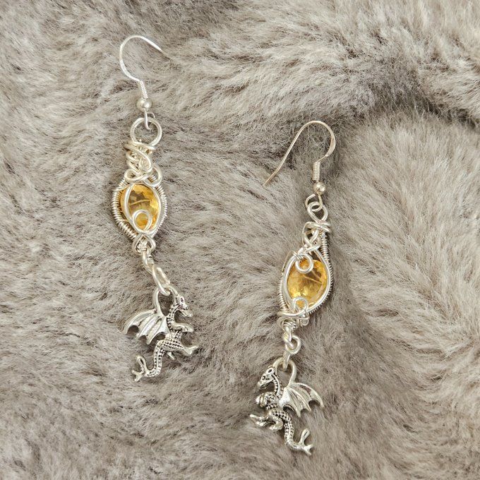 Boucle d'oreilles Citrine -Automne éternelle 