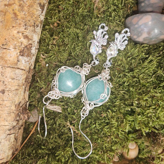 Boucle d'oreille Amazonite - Larmes d'Héra 