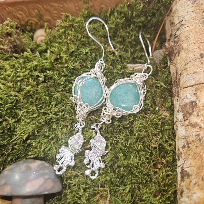 Boucle d'oreille Amazonite - Larmes d'Héra 