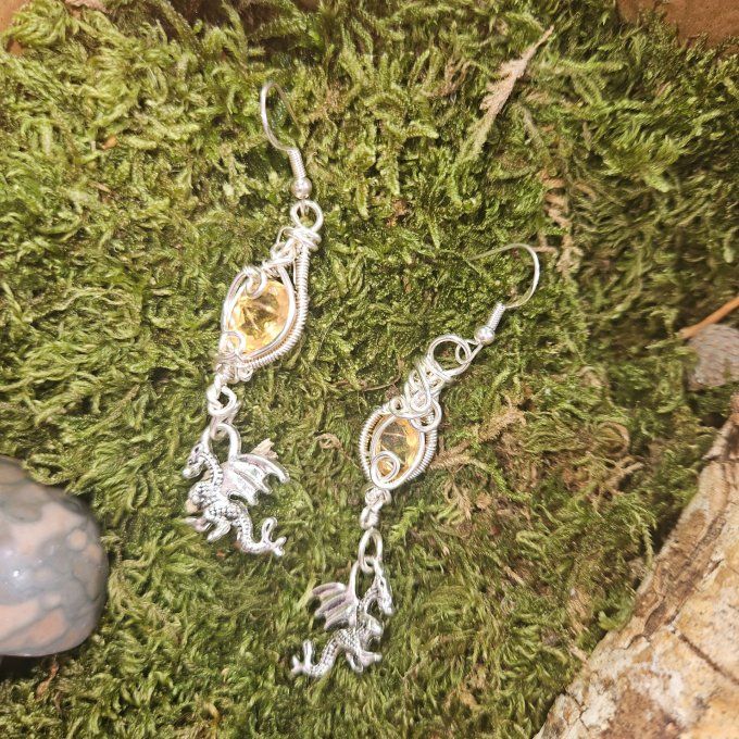 Boucle d'oreilles Citrine -Automne éternelle 