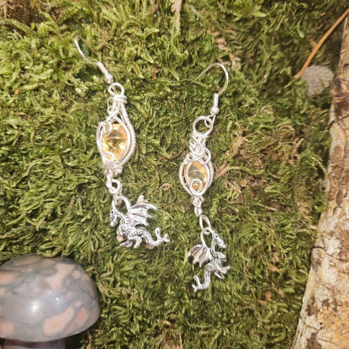 Boucle d'oreilles Citrine -Automne éternelle 