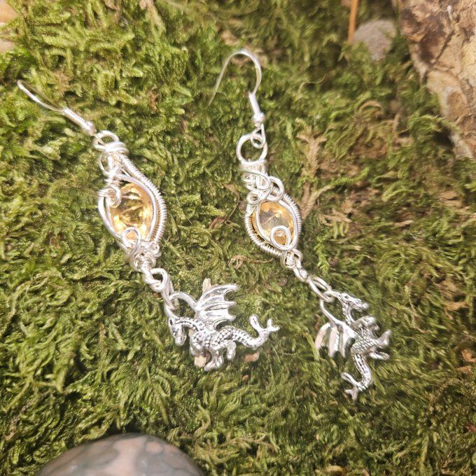 Boucle d'oreilles Citrine -Automne éternelle 