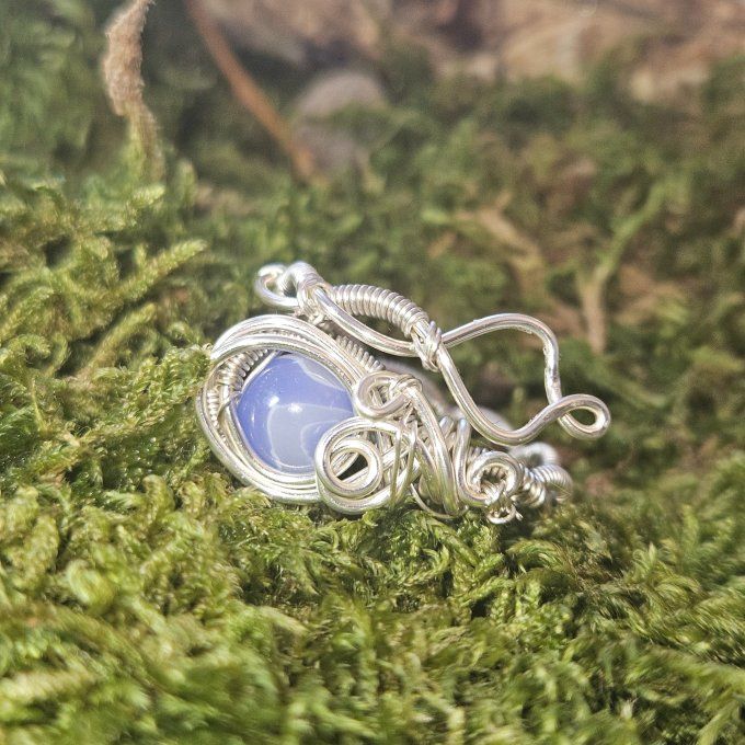 Bague Agate Blue lace-Oeil d'Horus 
