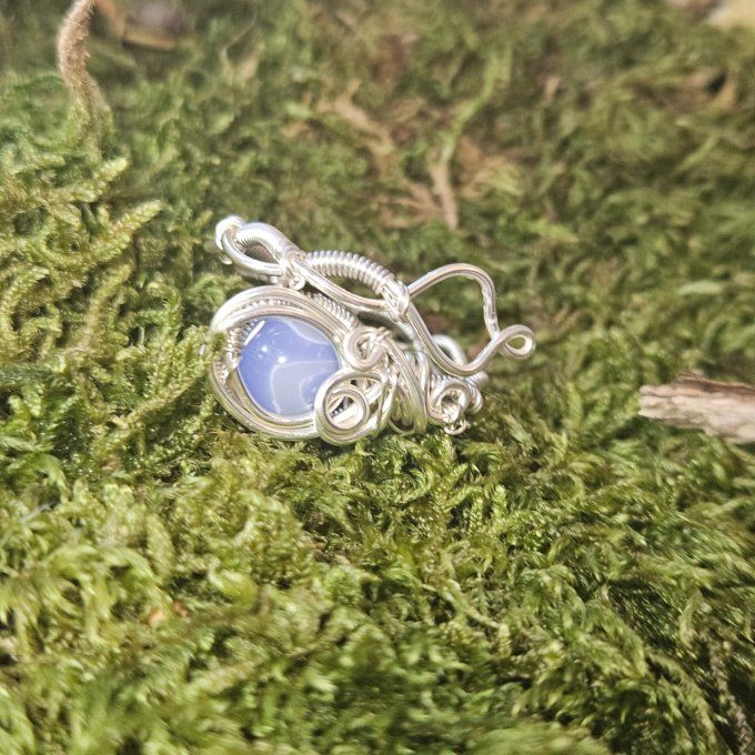 Bague Agate Blue lace-Oeil d'Horus 
