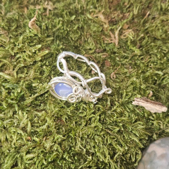 Bague Agate Blue lace-Oeil d'Horus 